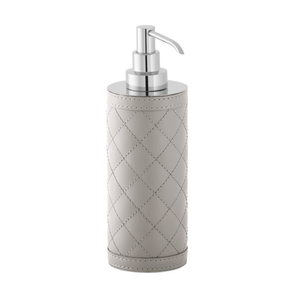 GB-Riviere-SD-PT-AlgheroDiamnds-Tall-SoapDispnsr-CHROME-GREY-CUTOUT01-1200x1200-100KB Riviere Alghero Diamonds Leather Soap Dispenser | Kneen & Co