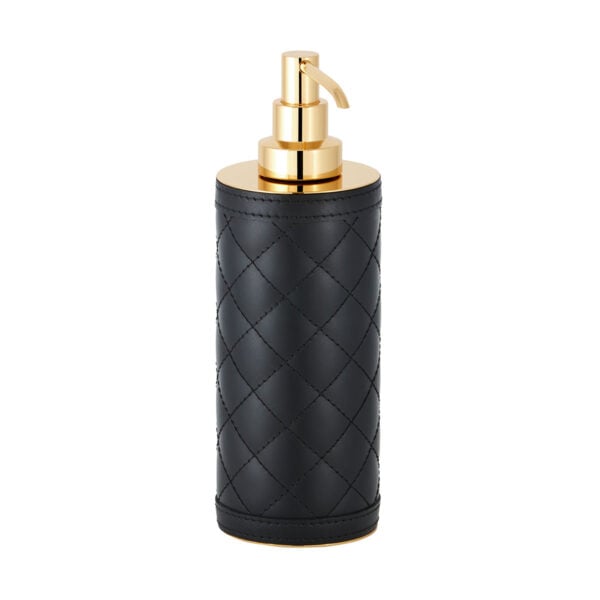 GB-Riviere-SD-PT-AlgheroDiamnds-Tall-SoapDispnsr-GOLD-BLK-CUTOUT01--1200x1200-100KB Riviere Alghero Diamonds Leather Soap Dispenser | Kneen & Co