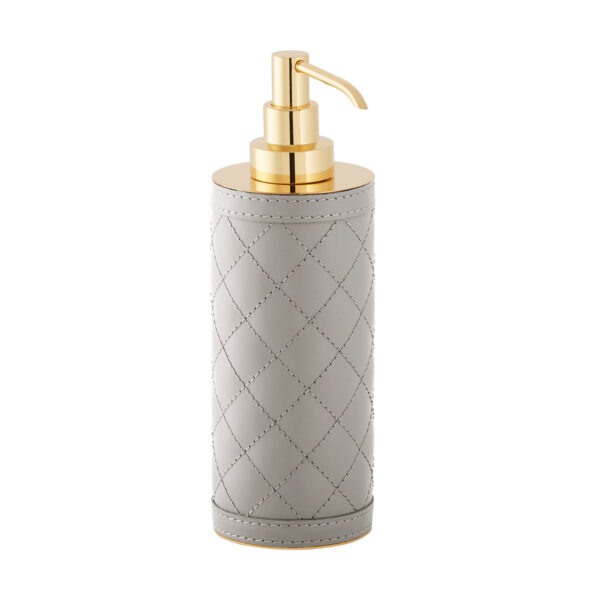GB-Riviere-SD-PT-AlgheroDiamnds-Tall-SoapDispnsr-GOLD-GREY-CUTOUT01-1200x1200-100KB Riviere Alghero Diamonds Leather Soap Dispenser | Kneen & Co