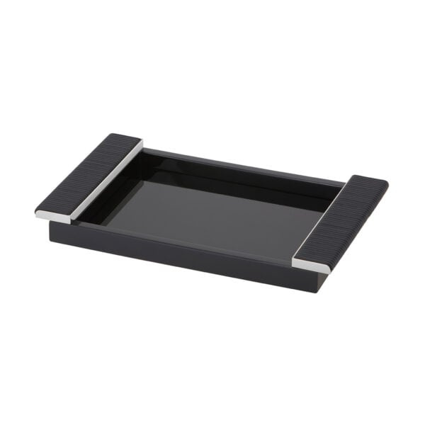 GB-Riviere-VPD-L-Circe-LacquerRectangular-TraysWrapped-Handles-CHROME-Detail-BLK-SM-CUTOUT01-1200x1200-100KB Riviere Circe Tray | Kneen & Co