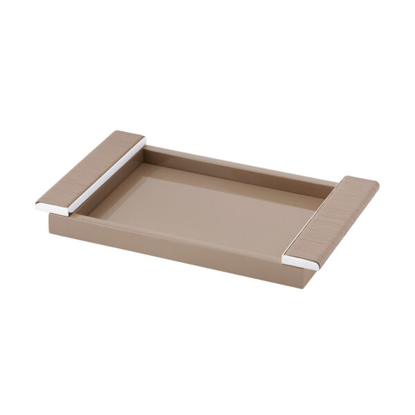 GB-Riviere-VPD-L-Circe-LacquerRectangular-TraysWrapped-Handles-CHROME-Detail-TAUPE-SM-CUTOUT01-1200x1200-100KB Riviere Circe Tray | Kneen & Co