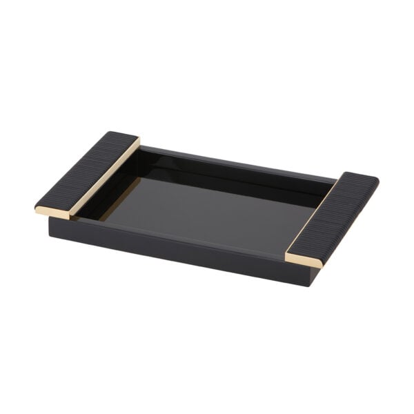 GB-Riviere-VPD-L-Circe-LacquerRectangular-TraysWrapped-Handles-GOLD-Detail-BLK-SM-CUTOUT01-1200x1200-100KB Riviere Circe Tray | Kneen & Co