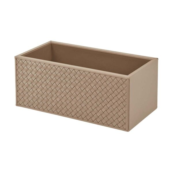 GB-Riviere-VT8-INTBox-Leather-Woven-Rectangle-CUTOUT-TAUPE-1200x1200-100KB Riviere Scilla Handwoven Leather Storage Basket | Kneen & Co