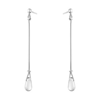 Georg Jensen Vivianna Torun Long Earrings Silver with Rock Crystal | Kneen & Co