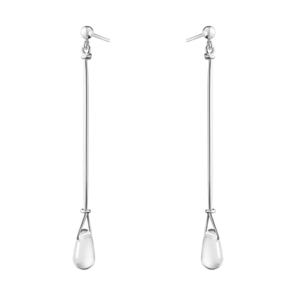 Georg Jensen Vivianna Torun Long Earrings Silver with Rock Crystal | Kneen & Co