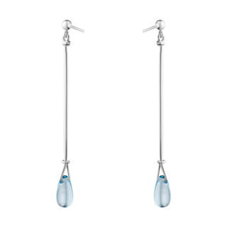 Georg Jensen Vivianna Torun Long Earrings Silver with Sky Blue Topaz | Kneen & Co
