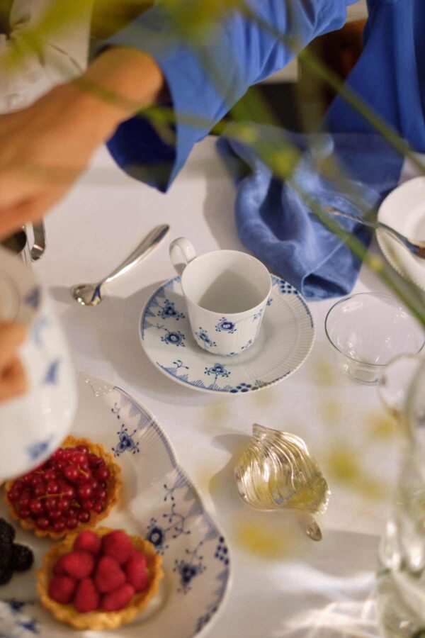 Royal Copenhagen Blue Elements Tea Service set on table | Kneen & Co