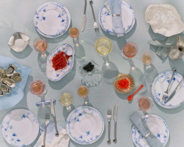 RC-Sharing-Your-Moments-BlueElements-Plate-22cm-19cm-Dish-23cm-1200w-100KB Royal Copenhagen Blue Elements Dinnerware set on table | Kneen & Co