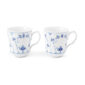 Royal Copenhagen Blue Fluted Plain Cup – Set of 2 shown on table | Kneen & Co