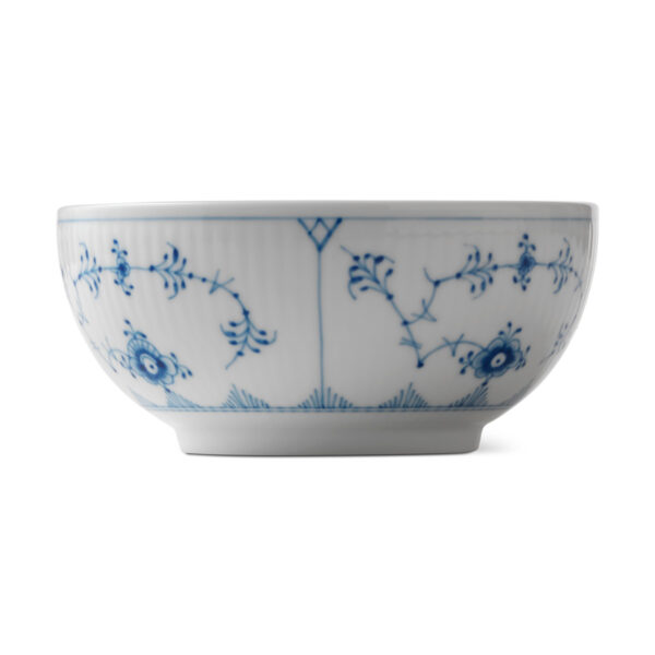 Royal Copenhagen Blue Fluted Plain Cereal Bowl shown on table | Kneen & Co