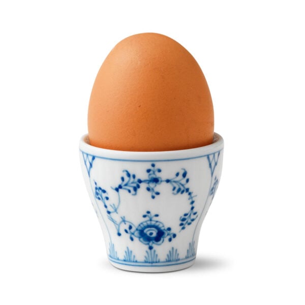 Royal Copenhagen Blue Fluted Egg Cup shown on table | Kneen & Co