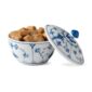 Royal Copenhagen Blue Fluted Plain Sugar Bowl with Lid shown on table | Kneen & Co