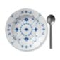 Royal Copenhagen Blue Fluted Plain Medium Deep Plate shown on table | Kneen & Co