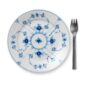 Royal Copenhagen Blue Fluted Plain Lunch Plate shown on table | Kneen & Co