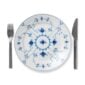 Royal Copenhagen Blue Fluted Plain Dinner Plate shown on table | Kneen & Co