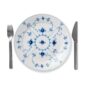 Royal Copenhagen Blue Fluted Plain Dinner Plate shown on table | Kneen & Co