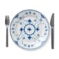 Royal Copenhagen Blue Fluted Half Lace Medium Plate shown on table | Kneen & Co