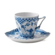 Royal Copenhagen Blue Fluted Full Lace Cup and Saucer