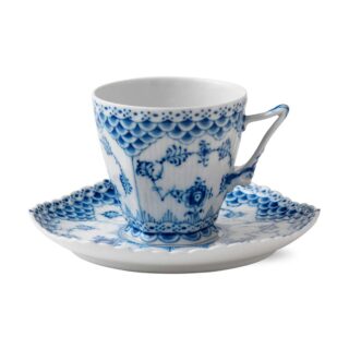 Royal Copenhagen Blue Fluted Full Lace Cup and Saucer | Kneen & Co