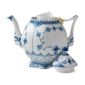 Royal Copenhagen Blue Fluted Full Lace Large Teapot shown on table | Kneen & Co