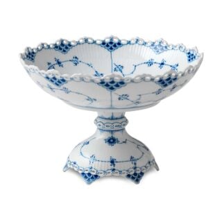 Royal Copenhagen Blue Fluted Full Lace Bowl on High Foot | Kneen & Co