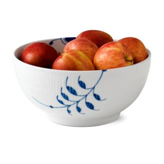 Royal Copenhagen Blue Fluted Mega Large Mixing Bowl filled with fruit | Kneen & Co