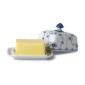 Royal Copenhagen Blue Fluted Plain Butter Dish shown on table | Kneen & Co