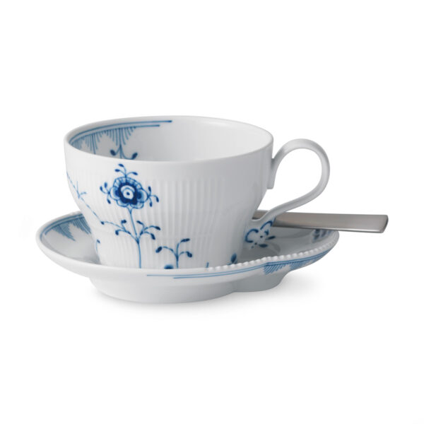 Royal Copenhagen Blue Elements Cup and Saucer shown on table | Kneen & Co