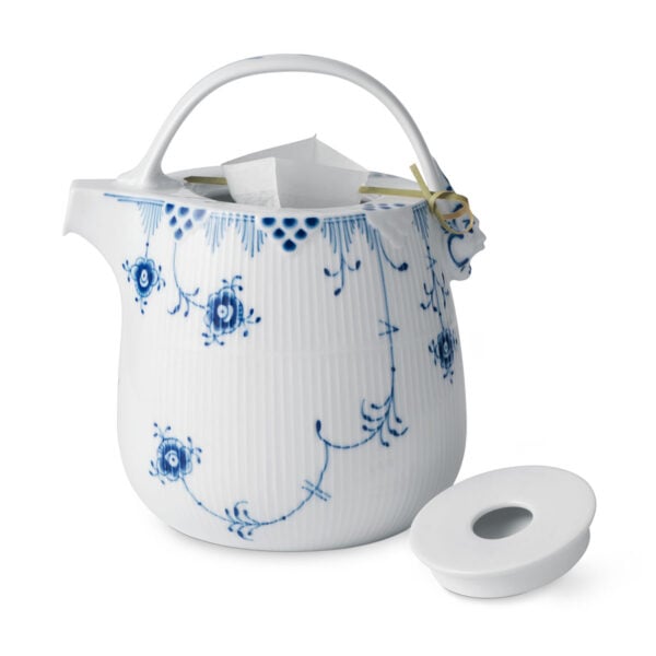 Royal Copenhagen Blue Elements Teapot shown on table | Kneen & Co