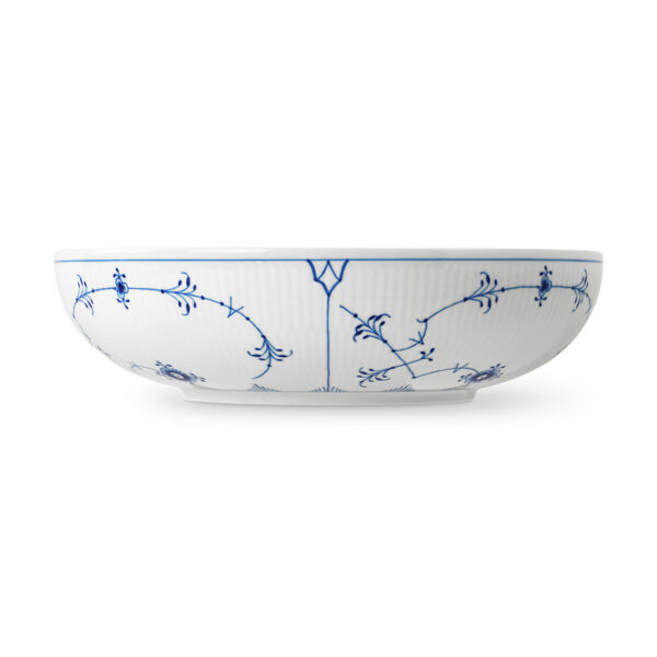 RoyalCopenhagen-1061046-Blue Fluted Plain-Bowl-240cl-02-1200x1200-100KB Royal Copenhagen Blue Fluted Plain Large Serving Bowl shown on table | Kneen & Co