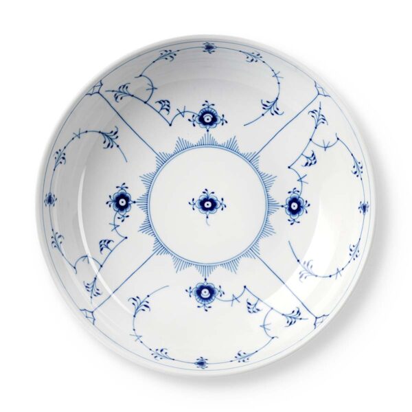 RoyalCopenhagen-1061046-Blue Fluted Plain-Bowl-240cl-03-1200x1200-100KB Royal Copenhagen Blue Fluted Plain Large Serving Bowl shown on table | Kneen & Co