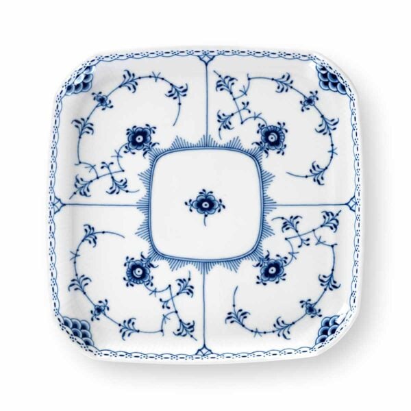 RoyalCopenhagen-1066923-BlueFluted-HalfLace-Square-Plate-21cm-1200x1200-100KB Royal Copenhagen Blue Fluted Half Lace Medium Square Plate | Kneen & Co