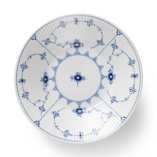 Royal Copenhagen Blue Fluted Plain Small Deep Plate shown on table | Kneen & Co
