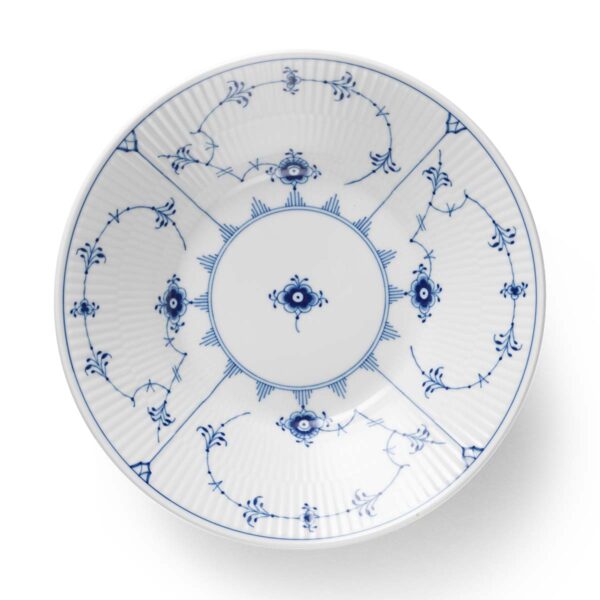 Royal Copenhagen Blue Fluted Plain Small Deep Plate shown on table | Kneen & Co