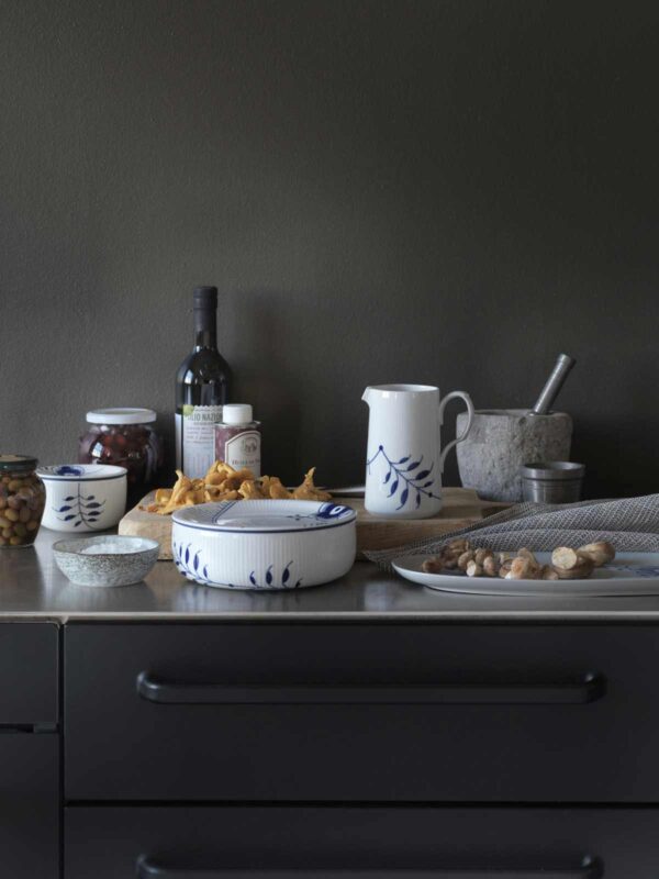 Royal Copenhagen Blue Fluted Mega Dinnerware on kitchen counter | Kneen & Co