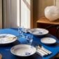 Royal Copenhagen Blue Fluted Mega Dinnweware set on table | Kneen & Co