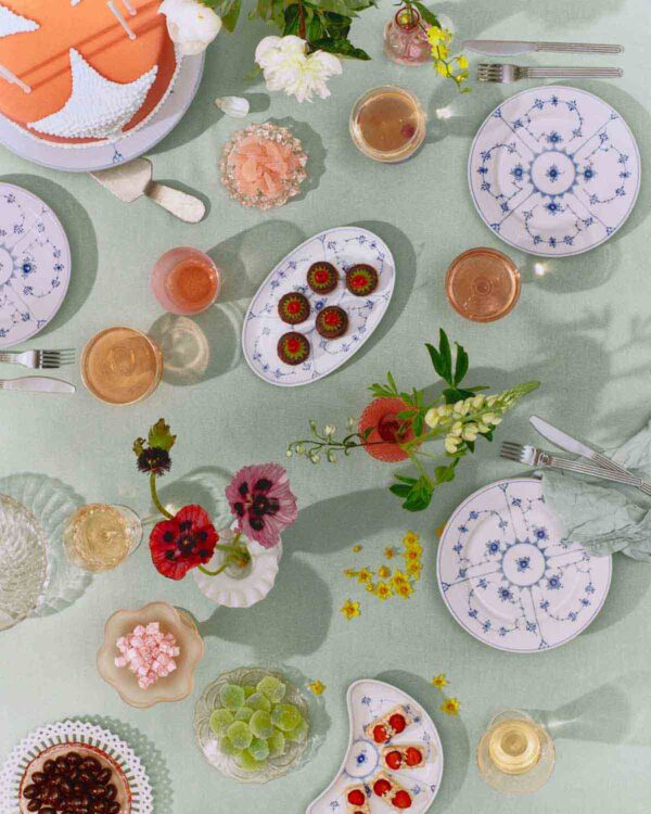 Royal Copenhagen Blue Fluted Plain dinnerware dessert spread | Kneen & Co
