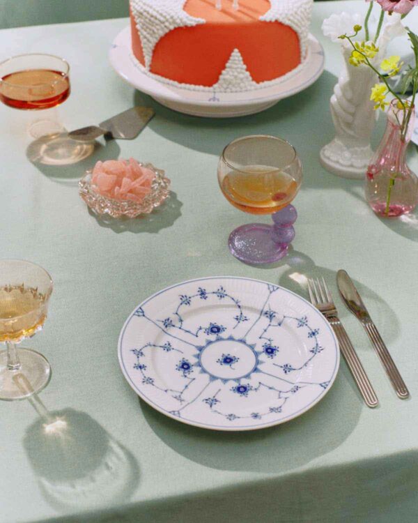 Royal Copenhagen Blue Fluted Plain dinnerware dessert spread | Kneen & Co