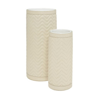 Riviere Ester Herringbone Leather Vase | Kneen & Co