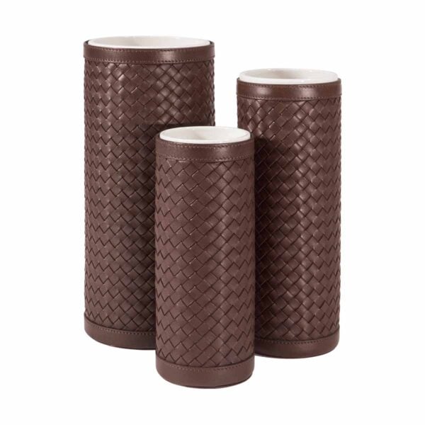 Riviere Ester Handwoven Leather Vase | Kneen & Co