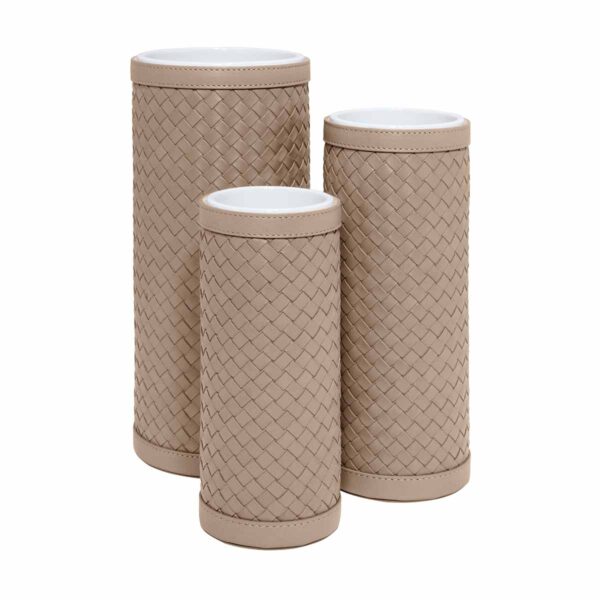 Riviere Ester Handwoven Leather Vase | Kneen & Co