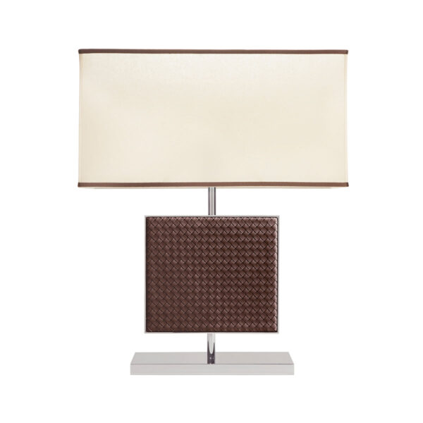 GB-RIVIERE-LR2-INT-Ebe-HandwovenTable-LampBase-CHROME-MOKA-CUTOUT02-1200x1200-100KB Riviere Ebe Table Lamp | Kneen & Co