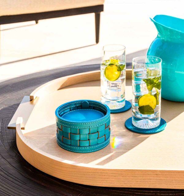 GB-Riviere-BK-CS-Barcellona-Coasters-TEAL-DETAIL01-1200w-100KB Riviere Barcellona Coaster Holder | Kneen & Co