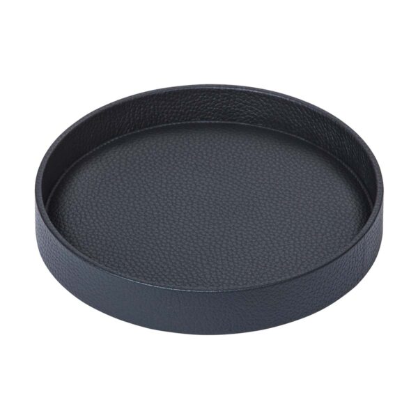 GB-Riviere-GVT1-DamaRoundLeatherTray-SM-Black-01-1200x1200-100KB Riviere Dama Small Round Valet Tray | Kneen & Co