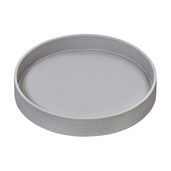 GB-Riviere-GVT1-DamaRoundLeatherTray-SM-Gray-01-1200x1200-100KB Riviere Dama Small Round Valet Tray | Kneen & Co