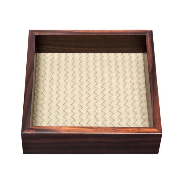 GB-Riviere-VT1-EINT-Febe-Ebony-HndwvnSQR-ValetTray-WovenPadded-LiningLeather-IVORY-Frame-EBONY-SM-CUTOUT01-1200x1200-100KB Riviere Febe Small Square Ebony Handwoven Valet Tray | Kneen & Co