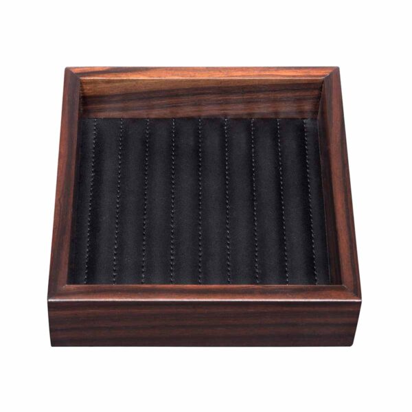 GB-Riviere-VT1-EP-Febe-Ebony-LinesSQR-ValetTray-Quilted-StripedLeather-BLK-Frame-EBONY-SM-CUTOUT01-1200x1200-100KB Riviere Febe Small Square Ebony Lines Valet Tray | Kneen & Co