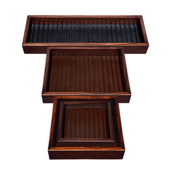 GB-Riviere-VT1-VT1-VT2-VT3-EP-Febe-Ebony-Lines-ValetTray-Quilted-StripedLeather-MOKA-Frame-EBONY-CUTOUT01-1200x1200-100KB Riviere Febe Ebony Lines Valet Trays | Kneen & Co