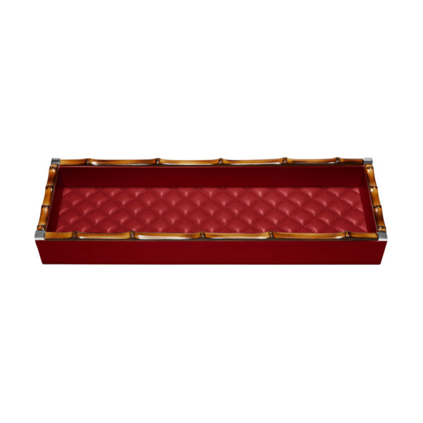 GB-Riviere-VT2-PT-BB-Bice-Diamonds-LongRectangular-ValetTray-wBAMBOO-Trim-CHERRY-CUTOUT01-1200x1200-100KB Riviere Bice Long Rectangular Diamonds Valet Tray | Kneen & Co