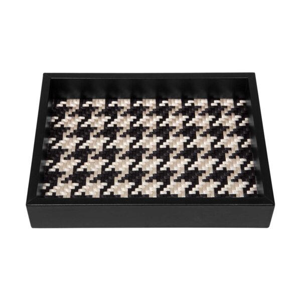 GB-Riviere-VT3-RBN-FebeRectangular-ValetTrayPadded-With-Houndstooth-BLK-IVORY-CUTOUT01-1200x1200-100KB Riviere Febe Rectangular Waxed Cotton Valet Tray | Kneen & Co